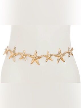 ILLUMA Starfish gold tone metal chain belt, nautical,summer,dressy,casual,trendy